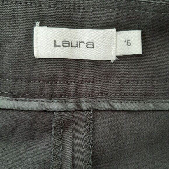 LAURA / Floral Eyelet Embroidery Capri Crop Cottagecore Dress Pants Black Sz 16 - Picture 12 of 13